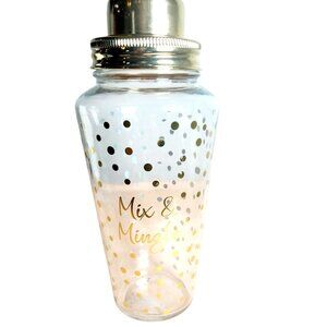 Gold Confetti Cocktail Shaker Mix & Mingle Clear Glass Barware
